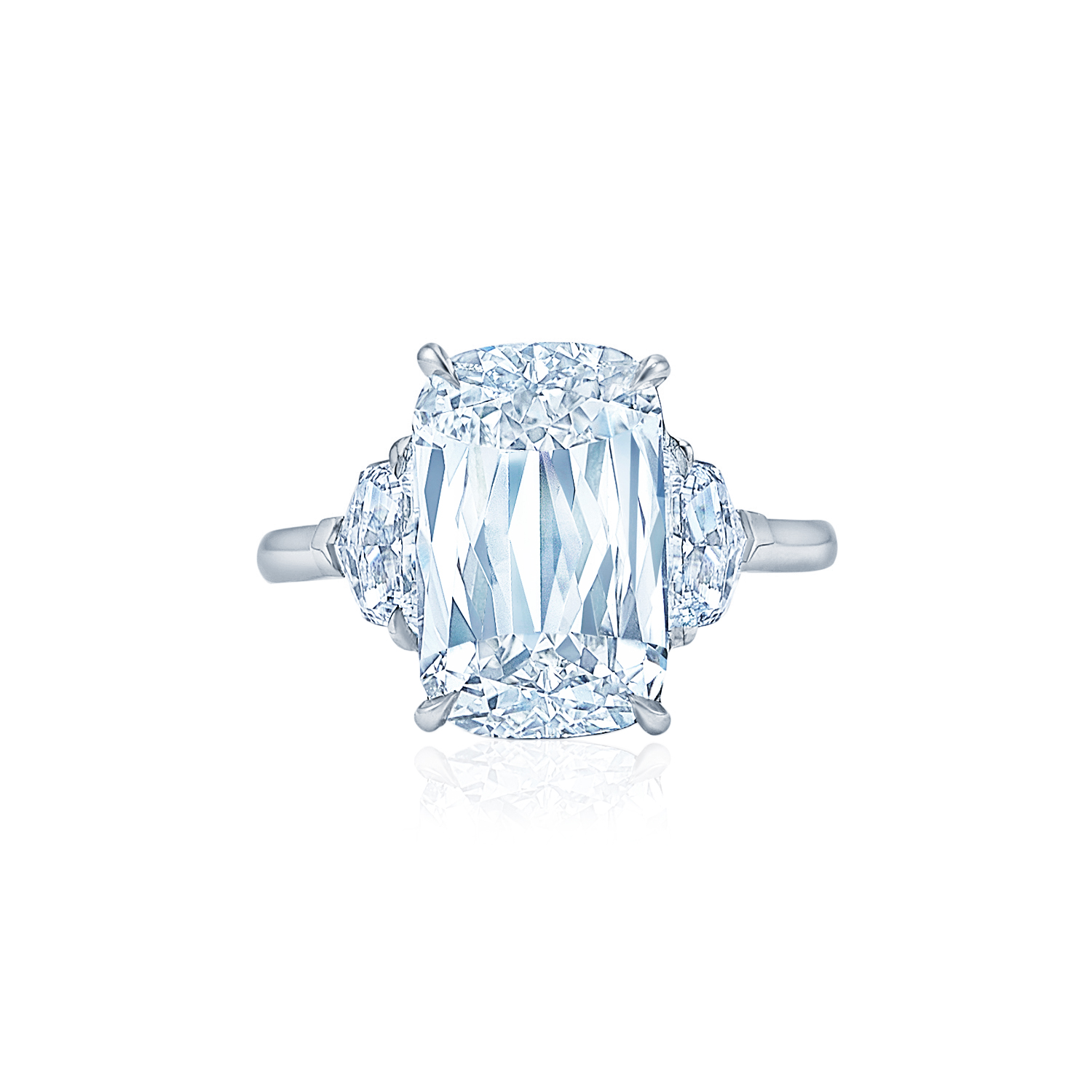 Ashoka Diamond Engagement Ring with Two Epaulette Shape Side Stones in ...