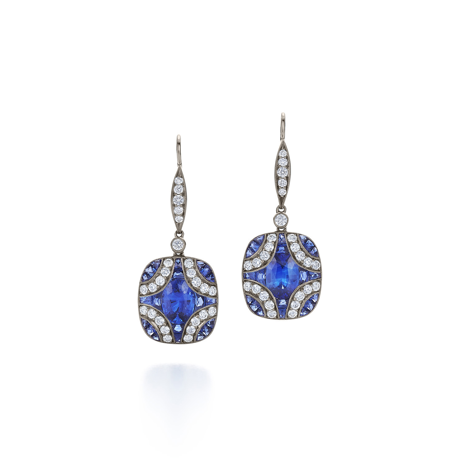 Kwiat Vintage Large Argyle Earrings with Sapphires and Diamonds in 18K ...