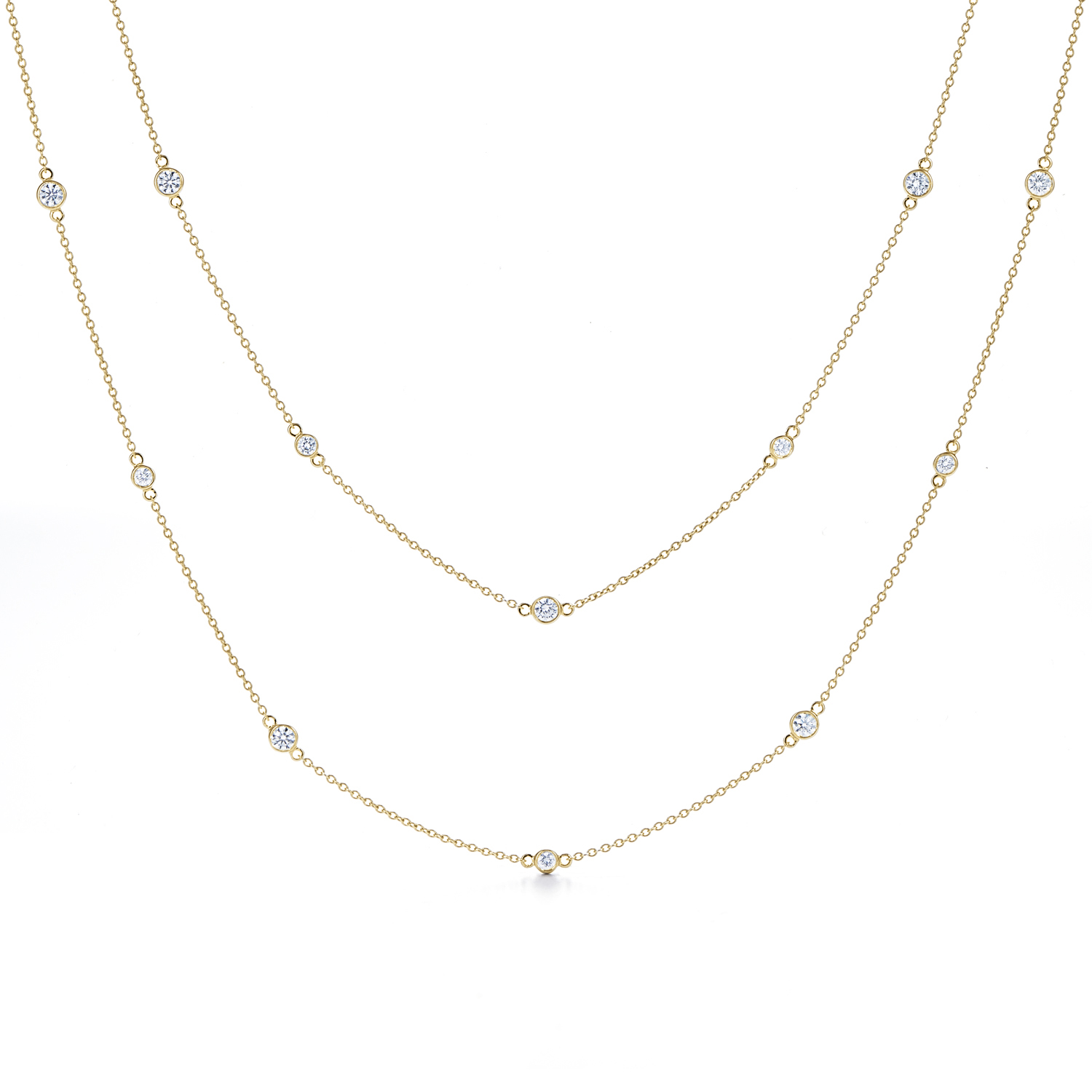 Diamond Strings Necklace, 36 Inches in 18K Yellow Gold | Kwiat